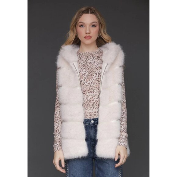 Anthropologie Avec Les Filles Luxe Faux Fur Paneled Vest - Picture 2 of 4